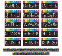 Alphabet Bulletin Board Set, 15 PCS Crayon Die-Cut ABC Wall Decorations 26 Upper & Lower Case Letters Plus 0-20 Numbers for Preschool, Kindergarten Classroom Playroom Bedroom Decorations