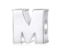 Alphabet Charms Letter Initial A-Z Genuine 925 Sterling Silver Beads fits Pandora Charms Bracelet (Letter M)