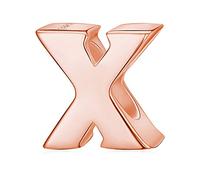Alphabet Charms Letter Initial A-Z Genuine 925 Sterling Silver Beads fits Pandora Charms Bracelet (Rose Gold Letter X)