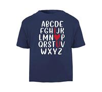 Alphabet Chart Spelling I Love You (Romantic Quotes for Couples, Anniversary) Short Sleeve Cotton Toddler t Shirt, 1-2 Years, Navy
