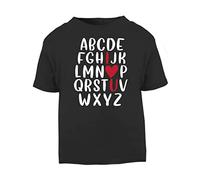 Alphabet Chart Spelling I Love You (Romantic Quotes for Couples, Anniversary) Short Sleeve Cotton Toddler t Shirt, 1-2 Years, Black