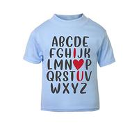 Alphabet Chart Spelling I Love You (Romantic Quotes for Couples, Anniversary) Short Sleeve Cotton Toddler t Shirt, 2-3 Years, Pastel Blue