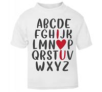 Alphabet Chart Spelling I Love You (Romantic Quotes for Couples, Anniversary) Short Sleeve Cotton Toddler t Shirt, 1-2 Years, White