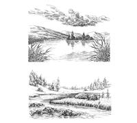 Alphabet Clear Stamps for Card Making,11x16cm Lake River Scenery Clear Stamps for Scrapbooking Decorative Card Making Crafts Decoration Supplies