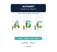 Alphabet Cut and Paste Activity Book: A-Z Trace, Color, Match and Glue Workbook for Preschool Kids Ages 3-6