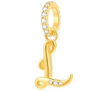 Alphabet CZ Letter L Pendant Charm, 18K Yellow Gold Plated Initial L Dangle Beads fit Pandora Love You Necklace Bracelet, Gift for Wife/Lover/Couple