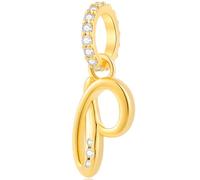 Alphabet CZ Letter P Pendant Charm, 18K Yellow Gold Plated Initial P Dangle Beads fit Pandora Customized Name Bracelet, Gift for Boyfriends/Christmas/Party