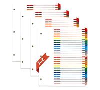 Alphabet Dividers for 3 Ring Binder, A-Z Dividers for 3 Ring Binder, 4 Sets 3 Hole Punch Dividers with Multicolor Alphabetical Tabs,Binder Dividers Customizable Table of Contents School File Organizer