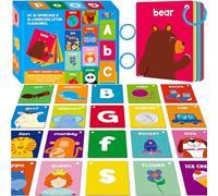 Alphabet Flash Cards, 52 Double Sided Cards Uppercase & Lowercase Letter Cards, Letters and Sight Words Learning Cards for Preschool and Toddlers Learning (2 Reclosable Rings Attached)