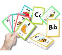 Alphabet Flash Cards Educational ABC Flash Cards, 26 Double Sided Alphabet Cards held in ring, Letters Uppercase and Lowercase