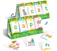 Alphabet Flash Cards for Toddlers, 129 ABC Learning Cards with Words and Pictures, Montessori Phonics Toy for Kids Ages 3+ Preschool Educational Gift for Classroom and Holiday Decor (A, One Size)