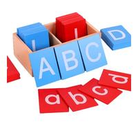 Alphabet Flash Cards, Lower and Capital Case Sandpaper Letters, Early Educational Montessori Letters, Wooden Abc Flash Cards with Boxes for Kids, Abc