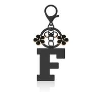 Alphabet Initial Letter Keychain Letter Keyring for Women A-Z Alphabet Initial Letter Key Chain Gifts with Cute Flowers Pendant Metal Letter Initials Charms for Purse Handbags Backpack Keyring(F)