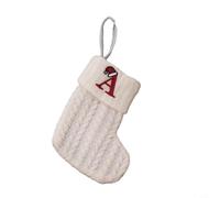 Alphabet Knitted Xmas Stocking 20cm Tree Ornament White(A)