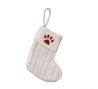Alphabet Knitted Xmas Stocking 20cm Tree Ornament White(Dog paw)