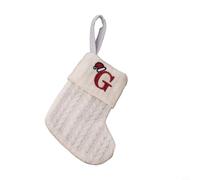 Alphabet Knitted Xmas Stocking 20cm Tree Ornament White(G)