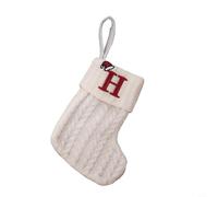 Alphabet Knitted Xmas Stocking 20cm Tree Ornament White(H)