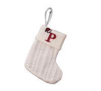 Alphabet Knitted Xmas Stocking 20cm Tree Ornament White(P)