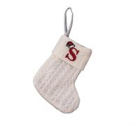 Alphabet Knitted Xmas Stocking 20cm Tree Ornament White(S)