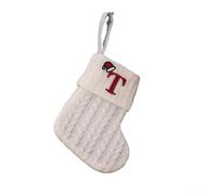 Alphabet Knitted Xmas Stocking 20cm Tree Ornament White(T)