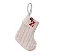 Alphabet Knitted Xmas Stocking 20cm Tree Ornament White(Z)