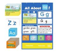 Alphabet Learning Pocket Chart Alphabet Wall Chart ABC Flash Cards Learning Games, Handwriting Practice Letter Tracing for Kids Homeschool Preschool Kindergarten Learning Activities (60cm/23in)