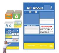 Alphabet Learning Pocket Chart - Alphabet Wall Chart For Kindergarten | All About Chart | Interactive Letter Handwriting Practice Tool For Preschool Homeschool Classroom Students
