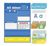 Alphabet Learning Pocket Chart for Kids 3-6 | Interactive Phonemic Awareness Tool with 182pcs Cards | Chart with Hooks for Classroom & Homeschool | Promotes Letter Recognition, Handwriting