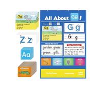 Alphabet Learning Pocket Chart - Interactive ABC Letter Tracing & Flashcard Wall Poster For Kids, Homeschool Kindergarten Classroom Early Literacy Aid & Handwriting Practice