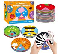 Alphabet Learning Toy, ABC Letters, Numbers, Animals Sight Words, Spinning Game 36 PCS Montessori Educational Round Cards for Toddlers, Kids 3-5