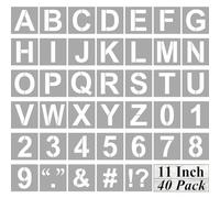 Alphabet Letter and Number Stencils 11 Inch - 40 Pack Large Letters and Numbers Stencil Templates with Signs for Painting on Wood, Reusable Number Letter Stencils for Chalkboard Signs & Wood Wall Art