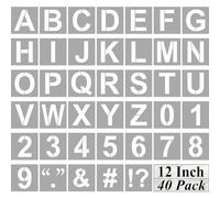 Alphabet Letter and Number Stencils 12 Inch - 40 Pack Large Letters and Numbers Stencil Templates with Signs for Painting on Wood, Reusable Number Letter Stencils for Chalkboard Signs & Wood Wall Art