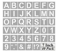 Alphabet Letter and Number Stencils 7 Inch - 40 Pack Large Letters and Numbers Stencil Templates with Signs for Painting on Wood, Reusable Letter Stencils for Chalkboard Signs & Wood Wall Art
