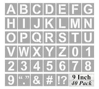 Alphabet Letter and Number Stencils 9 Inch - 40 Pack Large Letters and Numbers Stencil Templates with Signs for Painting on Wood, Reusable Letter Stencils for Chalkboard Signs & Wood Wall Art