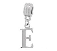 Alphabet Letter Initial Pendant Dangle Charm Beads for Charm Bracelets (Letter 'E')
