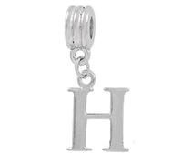 Alphabet Letter Initial Pendant Dangle Charm Beads for Charm Bracelets (Letter 'H')