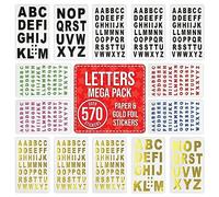 Alphabet Letter Stickers for Kids & Adults - Over 570 Self Adhesive Foil & Paper Stickers, 14 Sheets ABC Name Stickers for Crafts, School, Homeschooling, Scrapbooking, Card Making & Gift Bags