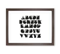 Alphabet Letters Font No.1 Modern Framed Print | A2 Walnut Framed Wall Art | Ready to Hang | Modern Nature Picture | Living Room Bedroom Lounge Office