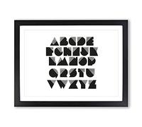 Alphabet Letters Font No.1 Modern Framed Print | A3 Black Framed Wall Art | Ready to Hang | Modern Nature Picture | Living Room Bedroom Lounge Office