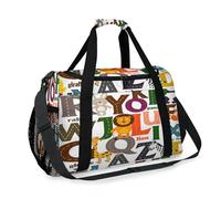 Alphabet Letters Travel Duffel Bag for Girls Boys Women Men Cartoon Animals Weekend Overnight Bag Shoulder Tote Luggage Handbag for Travel Sports Gym