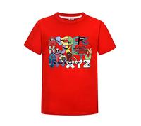 Alphabet Lore T-Shirt for Boy Summer Kids Cute Top Tee Anime Letter ABC Clothes Girls Cotton Short-Sleeve Tshirt (as8, Age, 11_Years, 12_Years, Regular, Red)