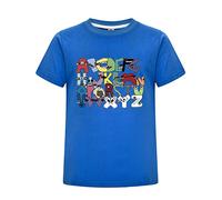 Alphabet Lore T-Shirt for Boy Summer Kids Cute Top Tee Anime Letter ABC Clothes Girls Cotton Short-Sleeve Tshirt (as8, Age, 4_Years, 5_Years, Regular, Blue)