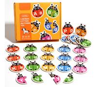 Alphabet Matching Puzzle Set,Alphabet Learning Toys,52pcs Double-Sided Montessori Matching Letter Game,Wooden ABC Puzzles Cards for Toddlers 3-6Years,Preschool Learning Activities,Educational Toys