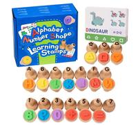 Alphabet Number Stampers - Wooden Math Learning Number Stampons | Classroom Art Crafts, Compact Preschool Supplies for Kids