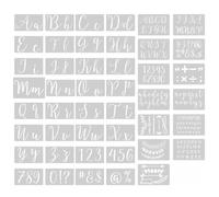 Alphabet Number Stencils, 45Pcs Reusable Calligraphy Letters Templates Kit DIY Craft Engraving Painting Stencils for Art Drawing Wood Painting