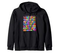 Alphabet & Numbers Back to School for Kids Learning Graphic. Zip Hoodie