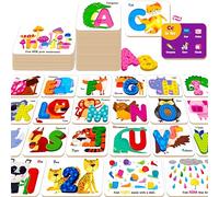Alphabet & Numbers Cards Set, 37 Magnetic Letters and Numbers ABC Fridge Magnets Pattern Board Matching Puzzle Game Preschool Montessori Educational Learning Toys Set for Toddlers