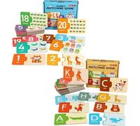Alphabet & Numbers Matching Cards Set, Matching Puzzle Game, 46 Letters And Numbers, ABCDEFG Pattern Board, Preschool Montessorri Educational Learning Toys Set, For Toddlerrs
