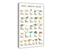 Alphabet Of Dinosaur Kids Room Decor, Dinosaur Names Alphabet Learning Chart for Preschool Canvas Modern Poster Wall Art Prints Paintings Living Room Bedroom Decor 12x18inch(30x45cm)