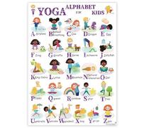 Alphabet of Yoga Poster for Kids - 16x24 Inch ABCs Educational Poster, Yoga Poses ABC Chart for Classroom, Homeschool, Preschool Learning (Purple)